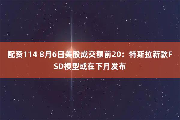 配资114 8月6日美股成交额前20：特斯拉新款FSD模型或在下月发布