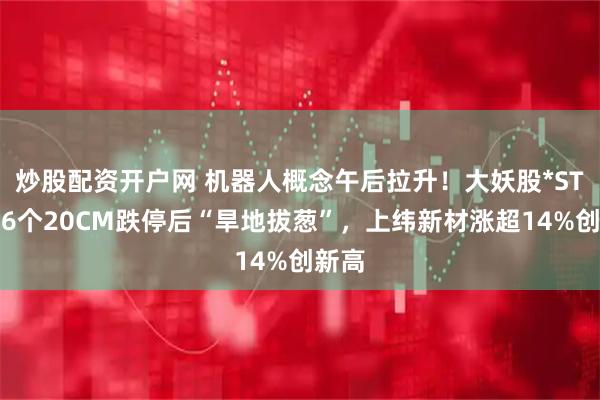 炒股配资开户网 机器人概念午后拉升！大妖股*ST元道6个20CM跌停后“旱地拔葱”，上纬新材涨超14%创新高